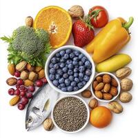 Discover the vibrant world of healthy eating with this captivating image showcasing a colorful array of nutritious foods, emphasizing the importance of balanced diets, wellness, and dietary choices photo