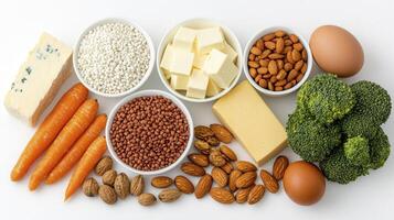 Discover the Vibrant World of Healthy Eating A Captivating Still Life Photograph Showcasing an Assortment of Fresh, Nutrient-Rich Foods Explore the Abundance of Nature's Bounty with Colorful Carrots photo