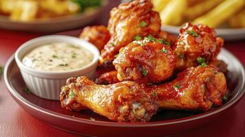 Delicious and Appetizing Chicken Wings A High-Quality Image Showcasing Crispy and Juicy Wings with a Tangy Glaze, Perfect for Food Blogs, Restaurant Menus, or Culinary Websites Explore the vibrant photo