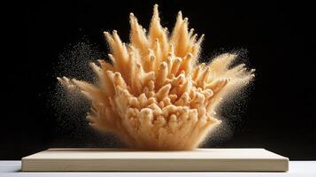 Captivating Abstract Image Showcasing a Dynamic Explosion of Golden Particles Against a Dark Backdrop, Ideal for Wall Art, Digital Design, and Creative Projects This High-Resolution Photograph Offers photo