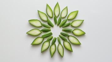 Captivating Circular Composition of Sliced Green Plant Stems A Study in Organic Geometry and Natural Aesthetics, Perfect for Botanical Art, Wellness Imagery, and Sustainable Design Projects The image photo