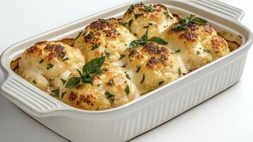 Delicious Baked Cauliflower Recipe A Creamy and Healthy Side Dish or Vegetarian Main Course, Perfect for Dinner or Lunch This Easy-to-Make Cauliflower Gratin with a Cheesy White Sauce Topping is a photo