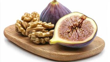 Discover the delightful duo of figs and walnuts, a nutritious and delicious combination perfect for healthy snacking and culinary creations Explore the rich textures and flavors of these natural photo