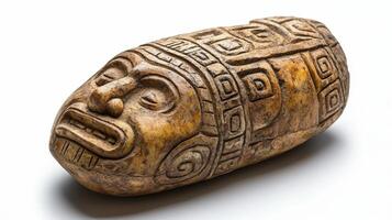 Discover the intricate artistry of an ancient tribal mask, a captivating relic of a bygone era, showcased against a pristine white background to highlight its detailed carvings and historical photo
