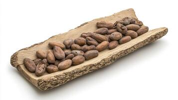 Discover the rich, natural beauty of cocoa beans captured in this stunning image Perfect for illustrating the origins of chocolate, sustainable farming practices, and the journey from bean to bar photo