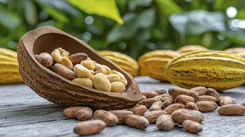 Discover the Rich World of Cocoa A Close-Up Look at Cocoa Beans, Exploring Their Natural Beauty and Exquisite Flavor Profiles, Captured in Stunning Detail Immerse Yourself in the Art of Chocolate photo