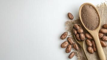 Discover the Richness of Cocoa A Close-Up Look at Cocoa Beans and Powder, Perfect for Culinary Creations, Baking Delights, and Healthy Recipes Explore the Versatility of This Natural Ingredient in photo