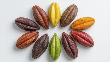 Discover the Vibrant World of Cacao Pods A Stunning Visual Exploration of Colors, Textures, and Forms From the Lush Green to the Deepest Brown, Each Pod Tells a Unique Story Perfect for Chocolate photo