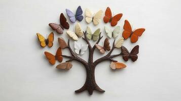 Enchanting Butterfly Tree A Captivating Composition of Delicate Winged Creatures Adorning a Stylized Tree Sculpture, Evoking a Sense of Nature's Beauty and Transformative Growth Witness the photo