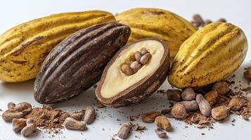 Explore the Richness of Cocoa A Deep Dive into Cocoa Pods and Beans Discover the intricate details of cocoa cultivation, from the lush green fields where these precious pods grow to the meticulous photo