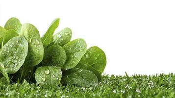 Fresh Spinach Leaves on Green Grass A Vibrant Image Showcasing Healthy Eating and Natural Beauty Discover the crisp texture and vibrant color of spinach, a nutritional powerhouse Perfect for photo