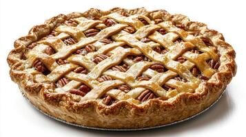 Indulge in the sweet symphony of a freshly baked pecan pie, a quintessential American dessert that embodies warmth, comfort, and the rich flavors of autumn This delectable treat features a flaky photo