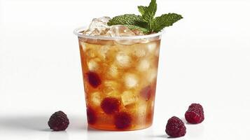 Refreshing Raspberry Iced Tea A Delightful Summer Beverage with Fresh Mint and Juicy Raspberries Explore a Simple Recipe for Creating this Fruity and Flavorful Drink at Home Perfect for Hot Days photo