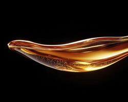 Golden liquid flow against a black background, an abstract composition showing motion, fluidity, and artistic impression of rich color with golden waves in this high-resolution photo, the liquid photo