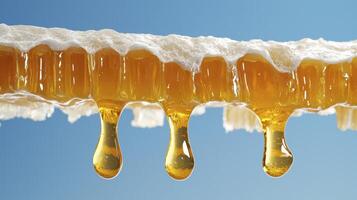 Captivating Close-Up of Golden Honeycomb A Visually Stunning Image Showcasing the Natural Sweetness and Intricate Beauty of Honey, Perfect for Food Blogs, Beekeeping Websites, and Nature Enthusiasts photo