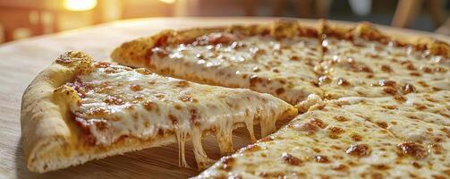 Delicious cheese pizza slice with gooey, melted mozzarella, a tempting culinary experience Enjoy the Italian food tradition, perfect for a quick lunch, a casual dinner, or a delightful snack photo