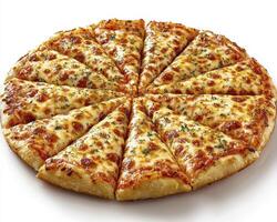 Delicious Pizza Image A Perfectly Sliced Round Pizza with Melted Cheese, Ideal for Food Photography, Restaurant Menus, and Recipe Websites This High-Quality Image Showcases a Classic Cheese Pizza photo