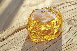 Discover the beauty of amber, a mesmerizing fossilized resin, in this captivating image showcasing its warm, golden hues and intricate details Explore the ancient world through this remarkable photo