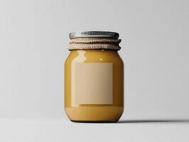 Explore the golden hues of homemade delight a captivating image showcasing a creamy yellow spread nestled within a charming glass jar, perfect for illustrating artisanal food products, culinary photo