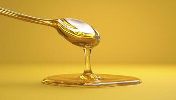 Golden Honey Drip Explore the Sweetness of Natural Honey with this Captivating Image Showcasing a Spoonful of Pure, Viscous Honey Perfect for Food Blogs, Health and Wellness Articles, and Culinary photo
