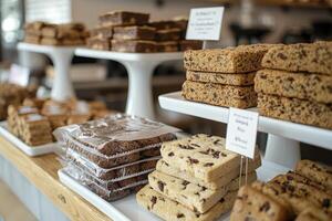 Indulge in a delectable assortment of freshly baked treats Our bakery showcases a tempting array of cookies, brownies, bars, and squares, each crafted with premium ingredients and irresistible photo