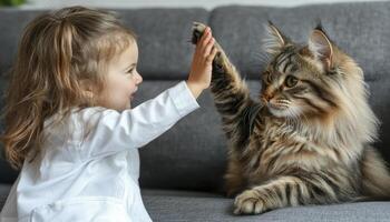 In a heartwarming scene, a caring doctor shares a celebratory high-five with a young patient, marking the successful completion of a routine check-up at the clinic This uplifting interaction photo