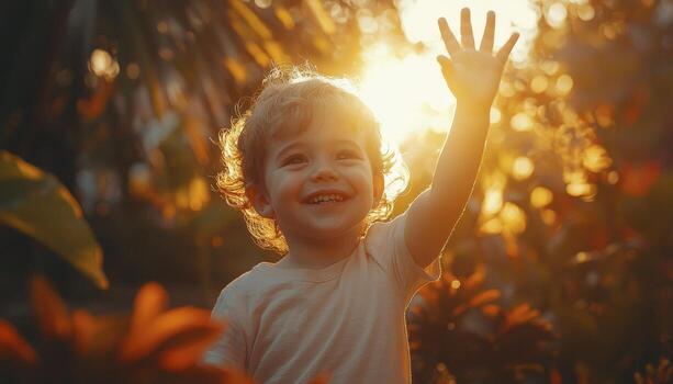 In a heart-warming scene, a happy child joyfully gives a high-five to their caring pediatrician, symbolizing a successful and fun consultation experience The vibrant background bursts with colors photo