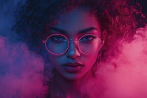 This striking branding image embodies modern professionalism with a sharp, clean aesthetic The model exudes confidence and competence The use of dynamic lighting creates an engaging visual experience photo