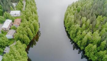 From a bird's-eye perspective, the intricate network of river branches unfolds, resembling a delicate fractal pattern etched onto the earth's surface The waterways, like veins of life, meander and photo