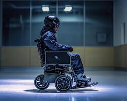 In a compelling display of innovation and inclusivity, an athlete with a disability harnesses the power of an indoor ski simulator for sports training This exemplifies adaptive sports engineering photo