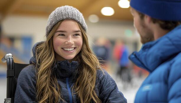 In a heartwarming scene of dedication and support, a coach is diligently assisting a wheelchair athlete, imparting invaluable injury prevention techniques Their collaborative efforts promise to photo