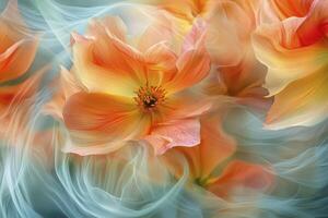 In a mesmerizing dance of nature, delicate petals pirouette and twirl in the gentle embrace of the wind The soft-focus lens captures a fleeting moment of poetic serenity, where beauty unfolds in photo