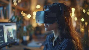 In a near future, the fusion of brainwave technology and virtual reality transforms the way professionals engage in remote work Imagine a seamless, hands-free experience where thoughts become photo