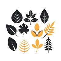 Simple black leaf icons for botanical and nature themed projects. vector