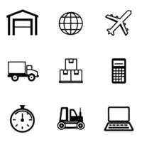 Flat design logistics icons for efficient shipping and delivery. vector