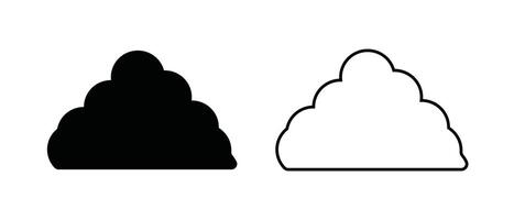 Cloud icon set. Collection of cloud icon, shape, label, symbol. Isolated white and black cloud icon with shade on white background. Cloud sign and symbol. vector