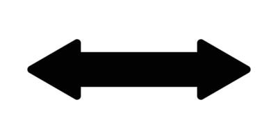 Double side long arrow , silhouette. Two side arrow icon isolated on white background. Horizontal double-headed arrow. Simple illustration. vector