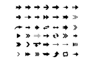 Arrows set icon collection. Set different arrows or web design. Black arrow flat style isolated on white background. Modern simple arrow or cursor illustration. vector
