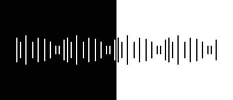 Audio wave icon outline style black and white background. Music line icon. Sound vibration, electronic radio signal, volume level symbol. illustration. vector