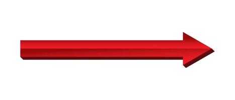 Arrow icon. Red shiny 3d arrow. Right horizontal shape simple plain element symbol sign icon isolated on white background. Arrow icon rendering simple illustration. vector