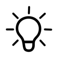 Light lamp icon. Bulb, Idea icon. Light Bulb on white background. Black light bulb icon with rays. vector