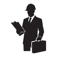 Silhouette of Construction Engineer Illustration for Professional Design vector
