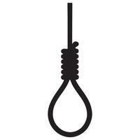 Silhouette Illustration of a Noose knot on white background concept vector