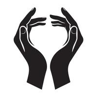 Protective Hands Silhouette Supporting Holding Caring Nurturing Concept Design vector