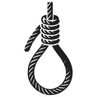 Silhouette illustration of Noose rope knot Isolated on white concept vector