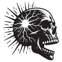 Intense Skull Silhouette Illustration Brainstorming Insightful Idea Concept Design vector