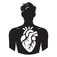 Human Anatomy Heart Silhouette Design For Medical and Health Projects vector