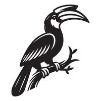 Hornbill Bird Silhouette Illustration for Wildlife Design vector