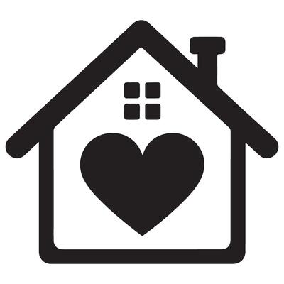 Loving Home Illustration with Heart Window and Chimney