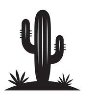 Majestic Silhouette Cactus Illustration A Symbol of the Arid Desert Landscape vector